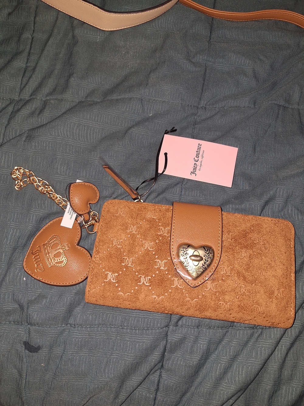 Juicy Couture Tan Heart Lock Clutch Wallet with Charm